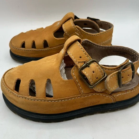 VINTAGE Dr Martens Suede Leather camel Tan  Fisherman Sandal Made ENGLAND 7 - Picture 6 of 12